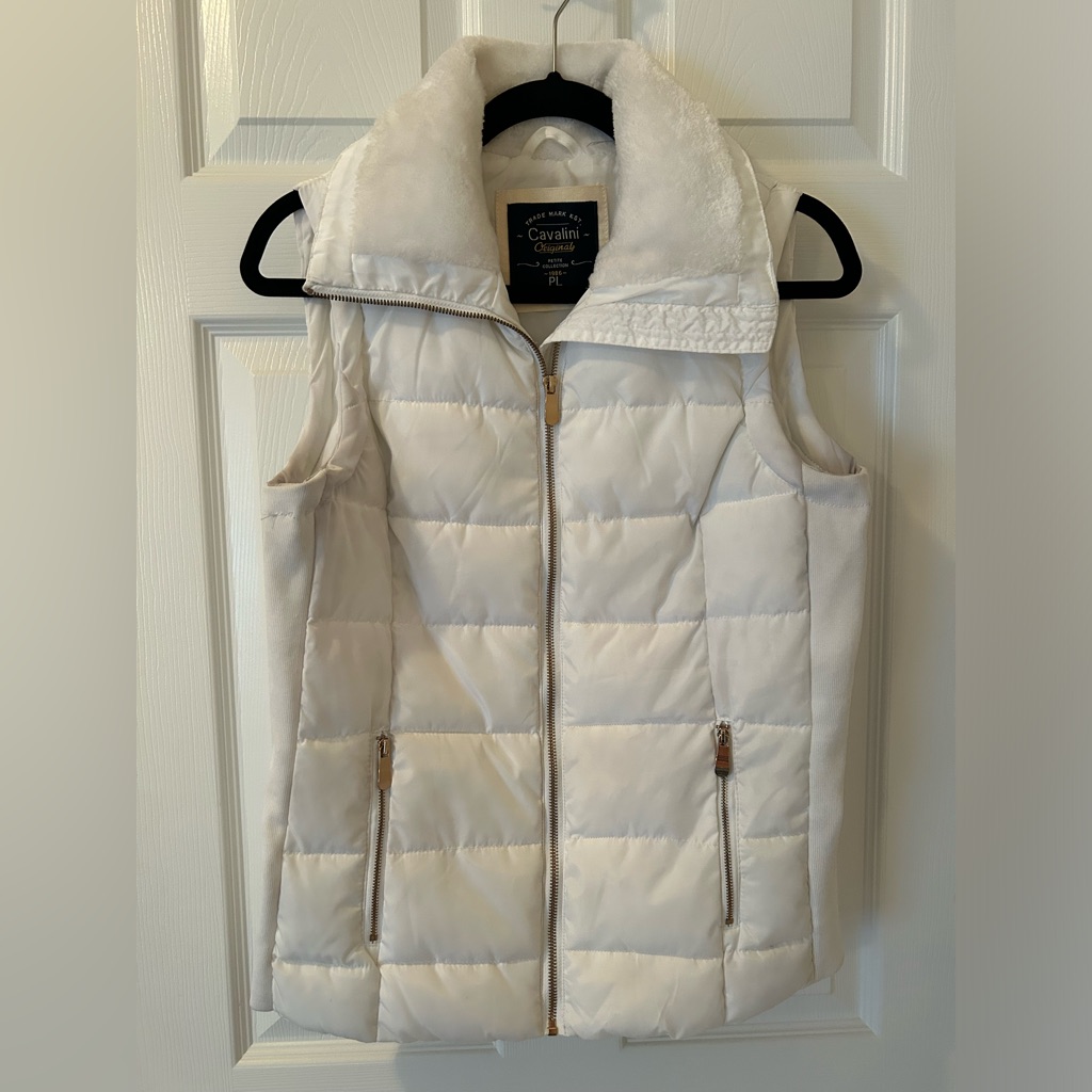 Women’s Cavalini White Puffer Vest Size Petite Large